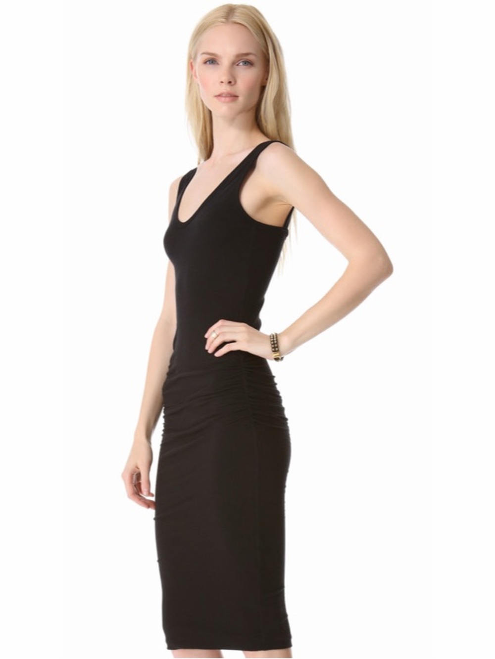 James Perse Black Skinny Ruched Tank Dress Womens Size 1 / US 0